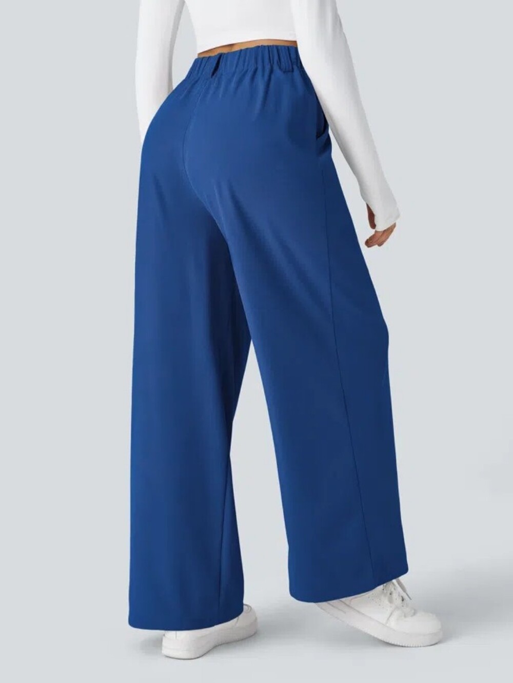 Halara NWT Flex High Waisted Pocket Wide Leg Waffle Work Deep Sapphire Blue Pant